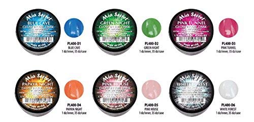 Mia Secret Glow In the Dark Acrylic Powder, 6 piece Set